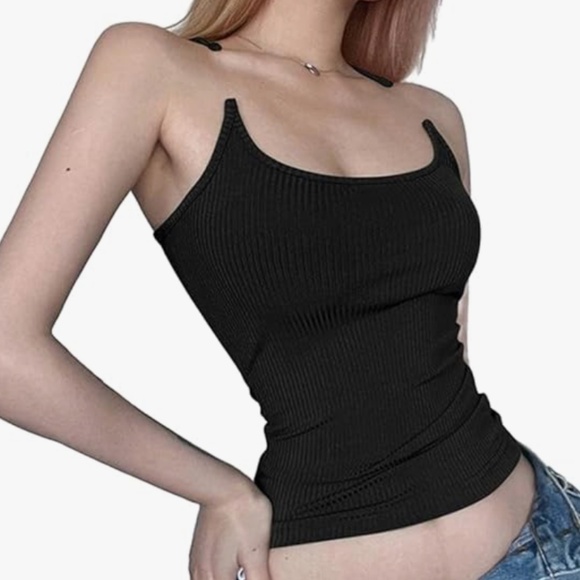 NWOT Black Invisible Strap Racerback Tank (Size S) - Picture 1 of 6